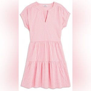 Vineyard Vines Pink Harbor Gingham Tiered Casual Dress